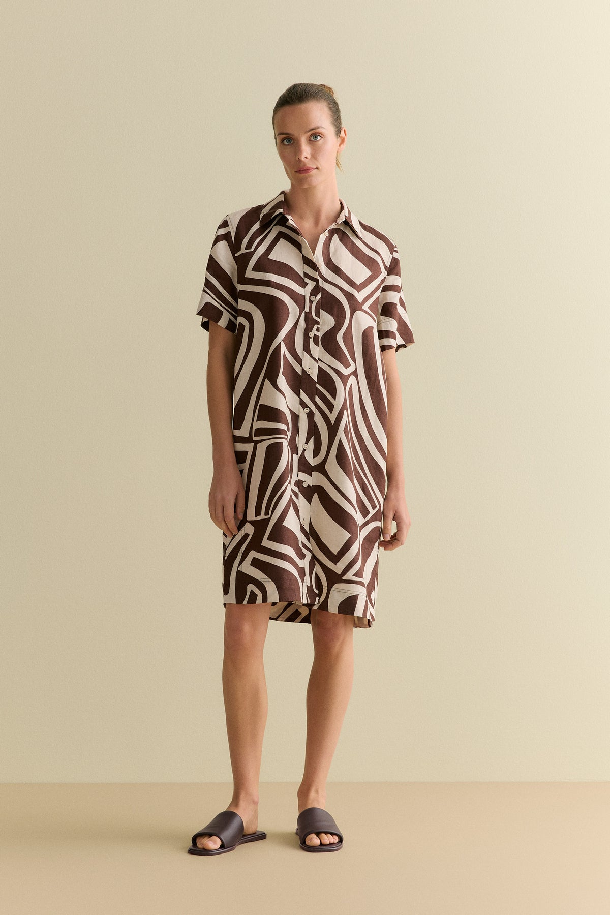 Kai Linen Short Sleeve Shift Dress
