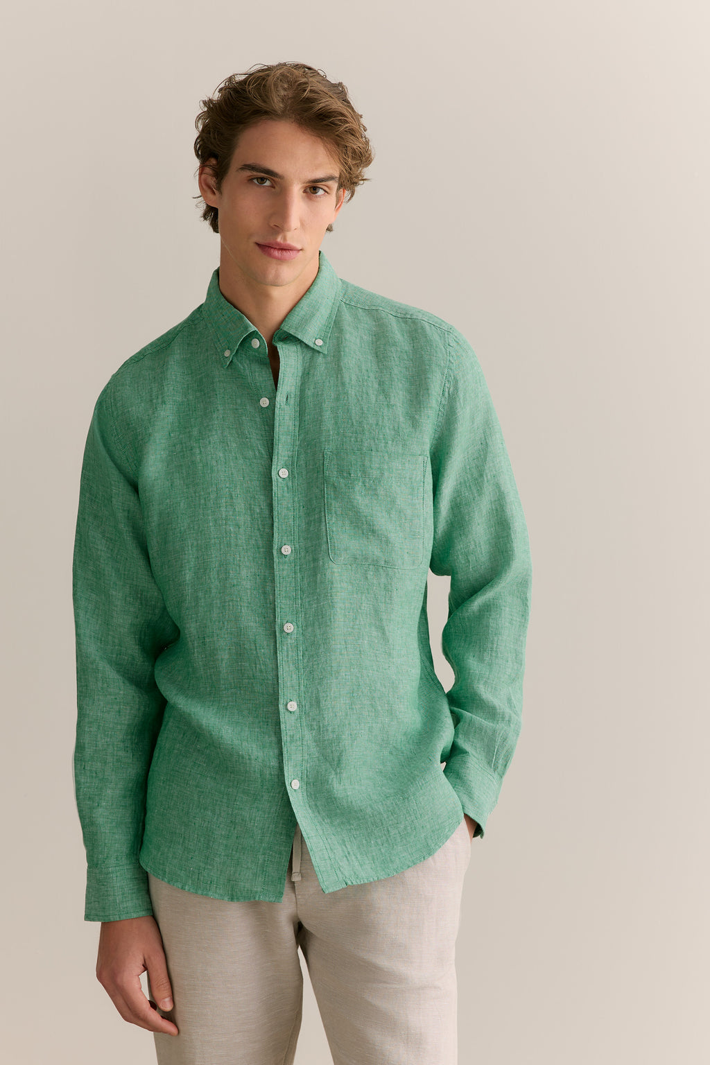 Regular Fit Delave Linen End On End Shirt