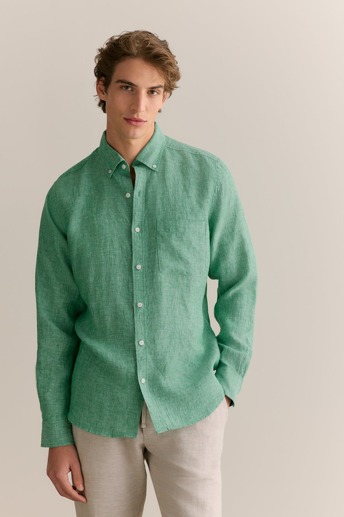 Regular Fit Delave Linen End On End Shirt