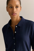 Jacquard Half Sleeve Button Through T-Shirt