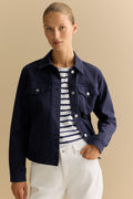 Cotton Blend Garment Dyed Denim Jacket