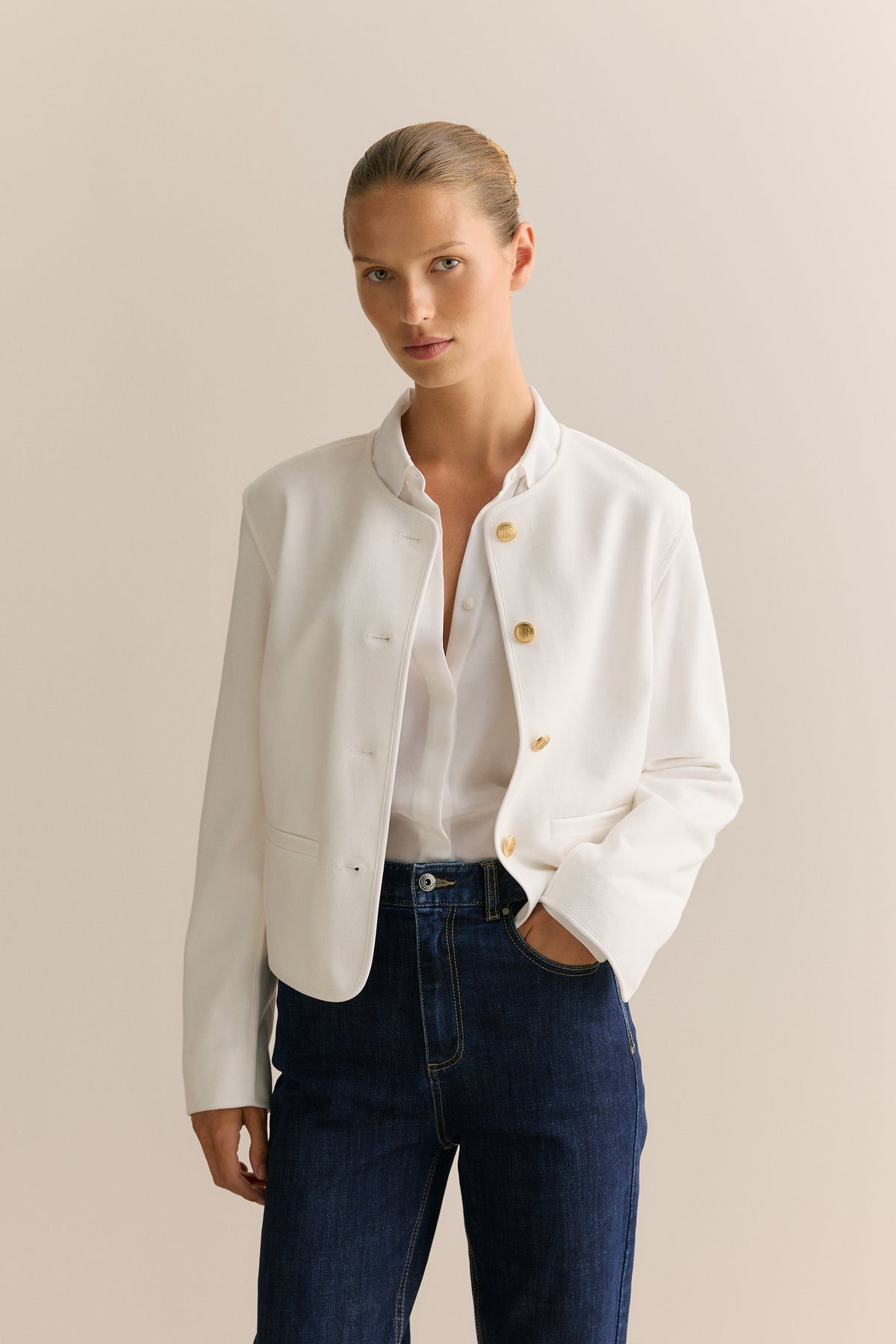 Cotton Modal Woven Pique Jacket