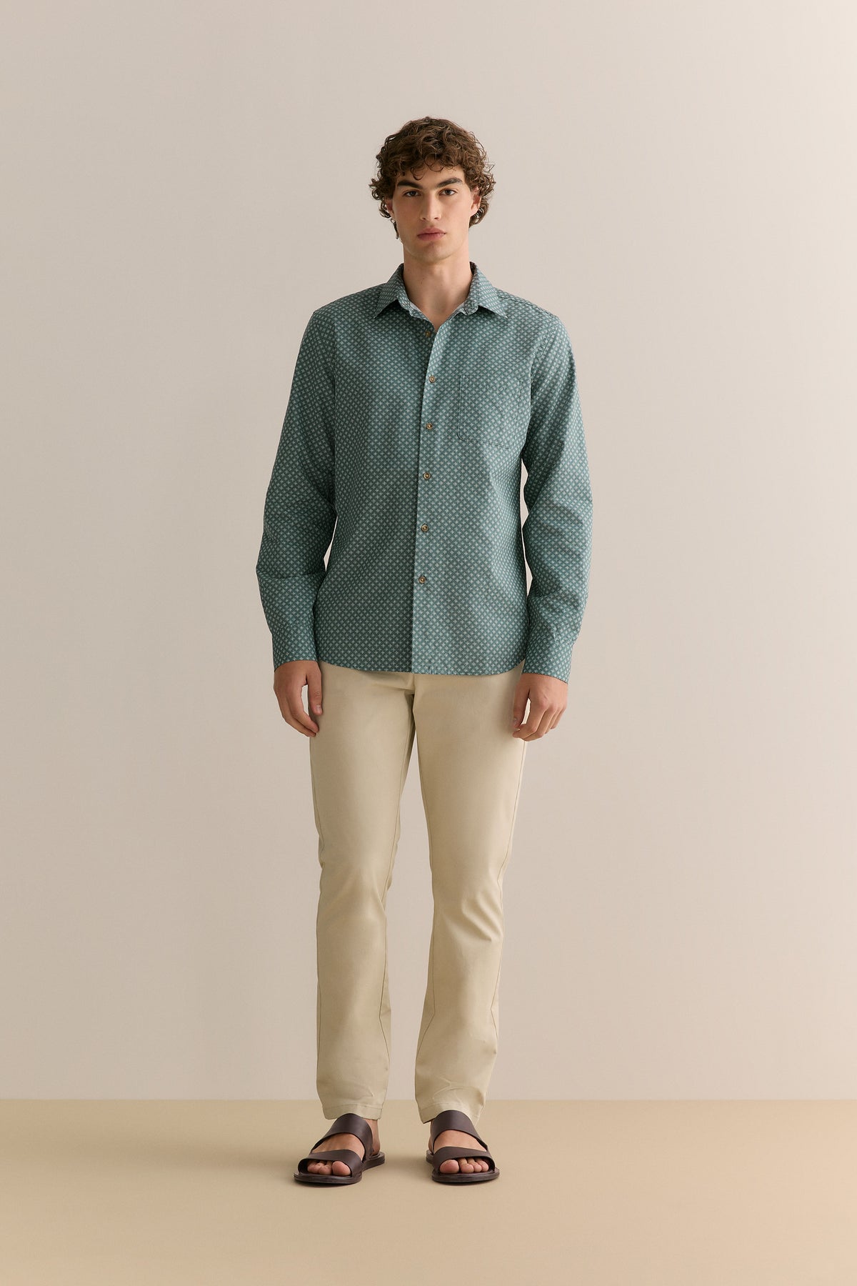 Tailored Fit Etch Print Long Sleeve Shirt