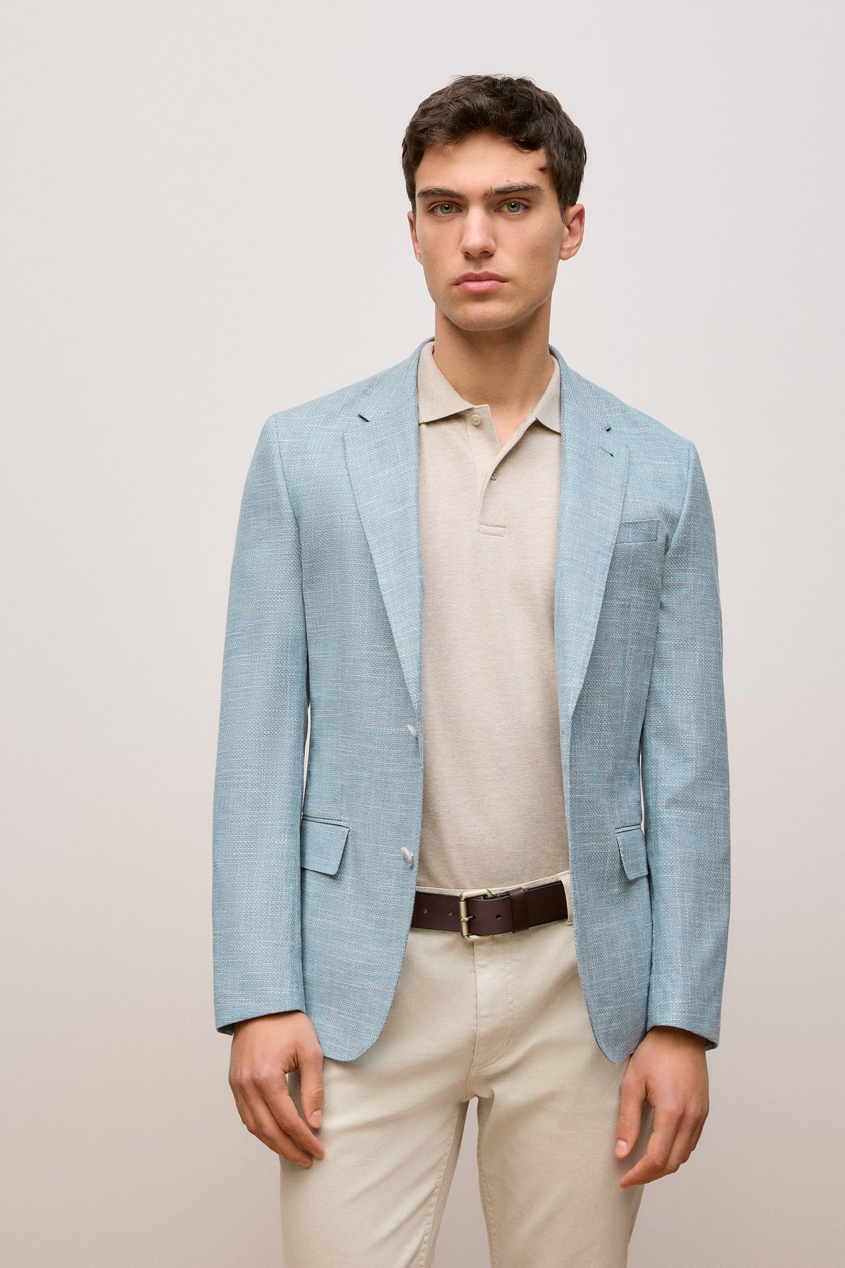 Tailored Fit Wool Cotton Blend Blazer
