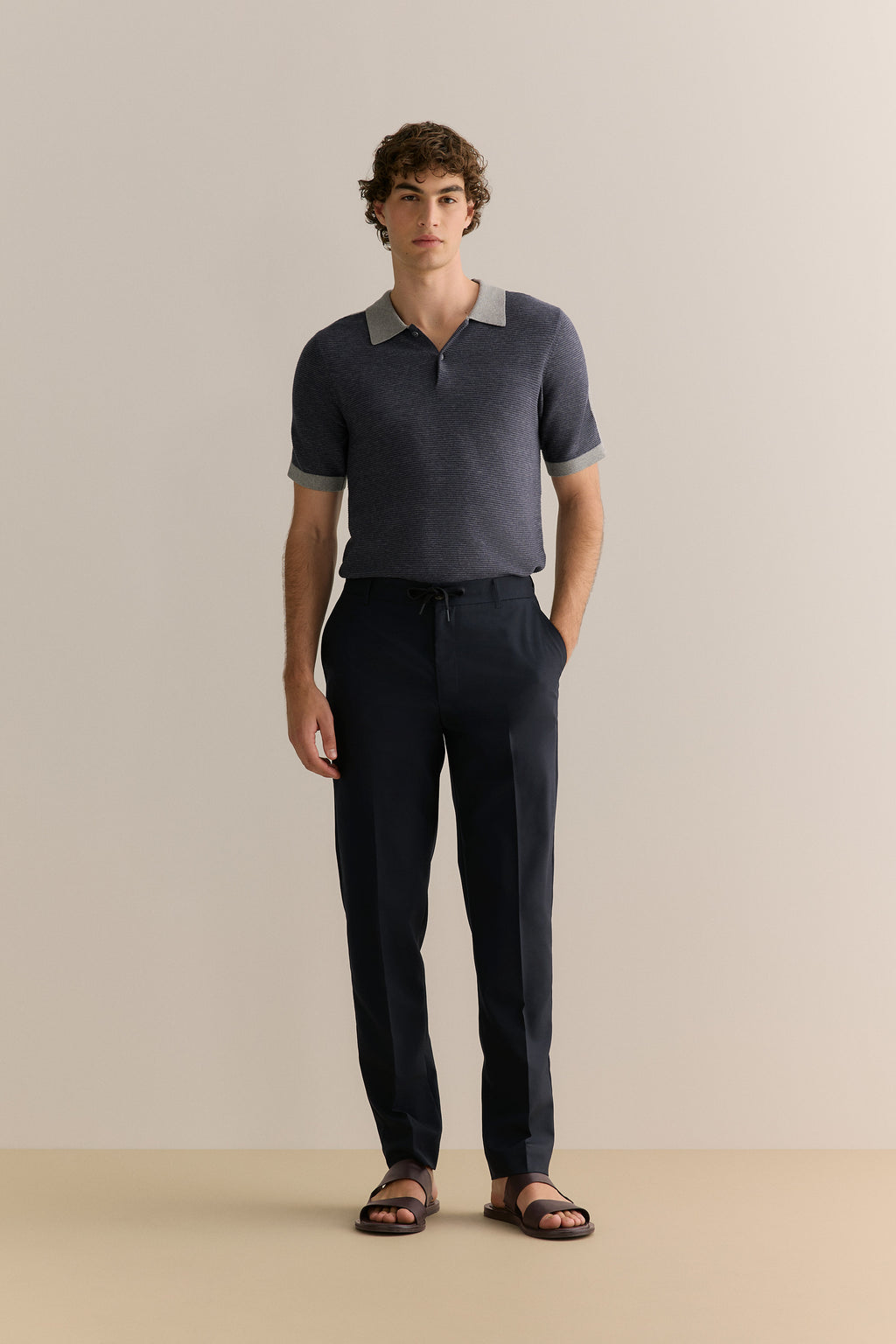 Italian Wool Tapered Pull On Trouser