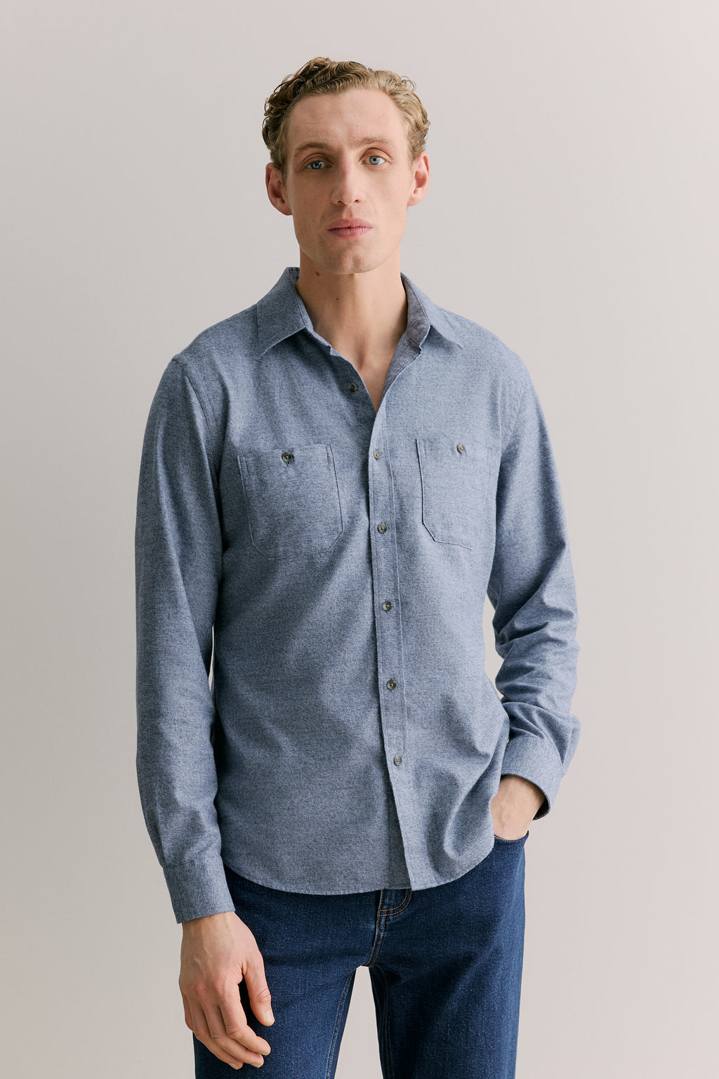 Regular Fit Jaspe Cotton Shirt