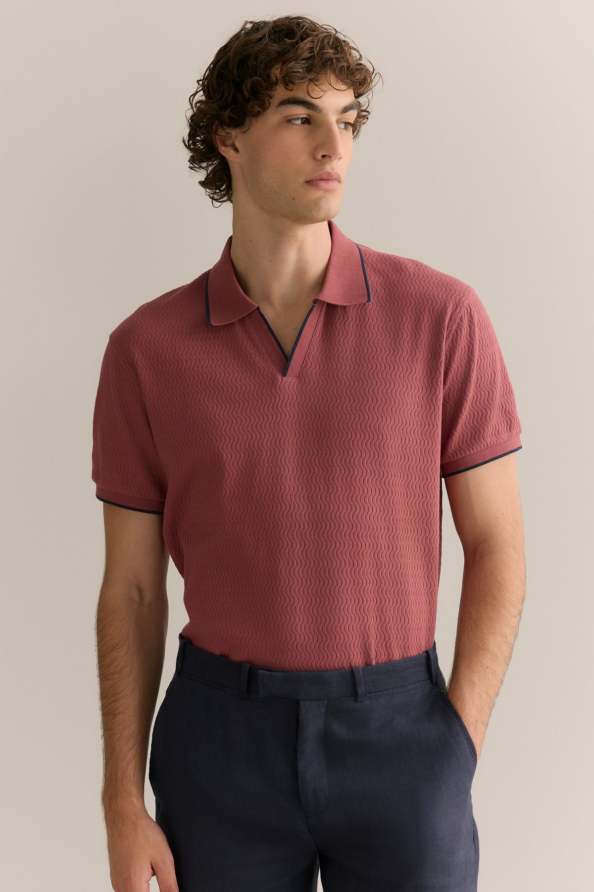 Cotton Jacquard Short Sleeve Polo