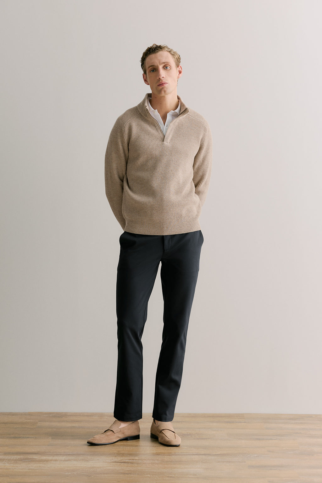Tailored Fit Pique Cotton Monogram Shirt
