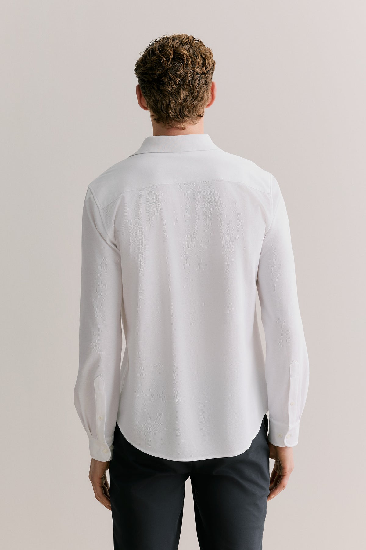 Tailored Fit Pique Cotton Monogram Shirt