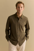 Tailored Fit Pique Cotton Monogram Shirt