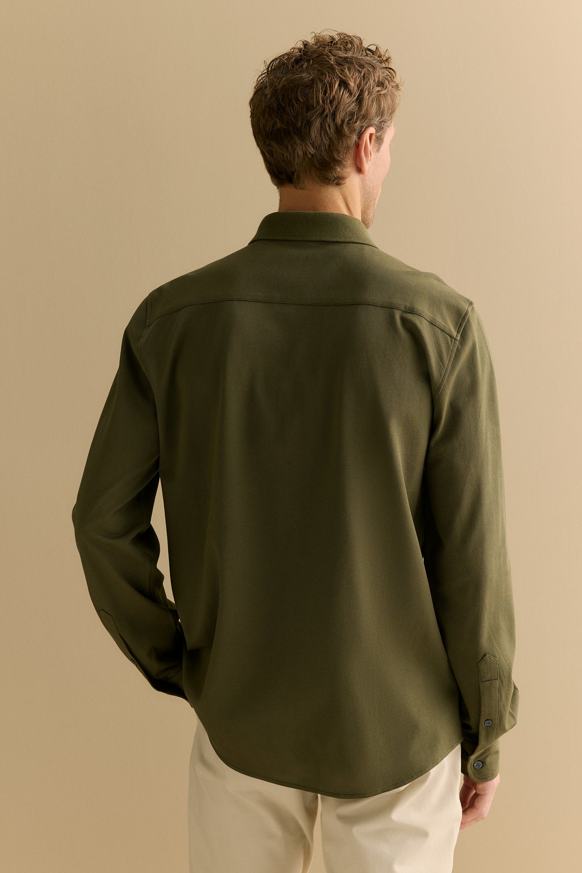Tailored Fit Pique Cotton Monogram Shirt