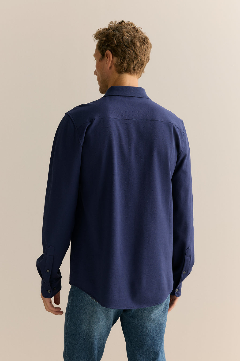 Tailored Fit Pique Cotton Monogram Shirt