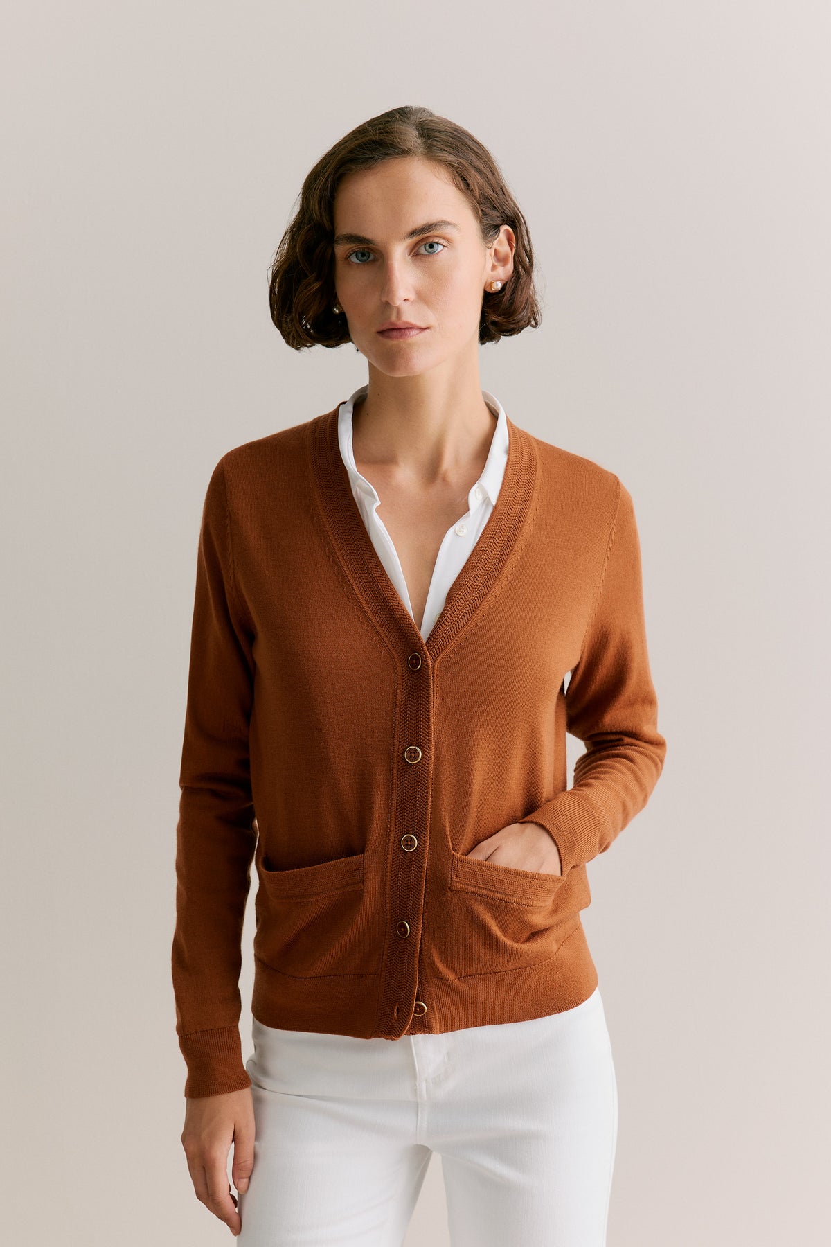 Merino Pocket V Neck Cardigan