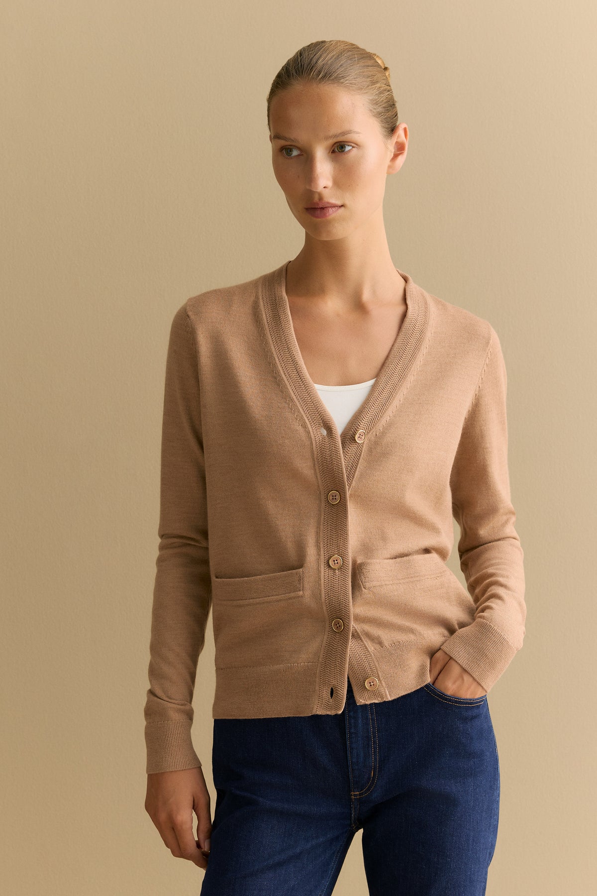 Merino Pocket V Neck Cardigan