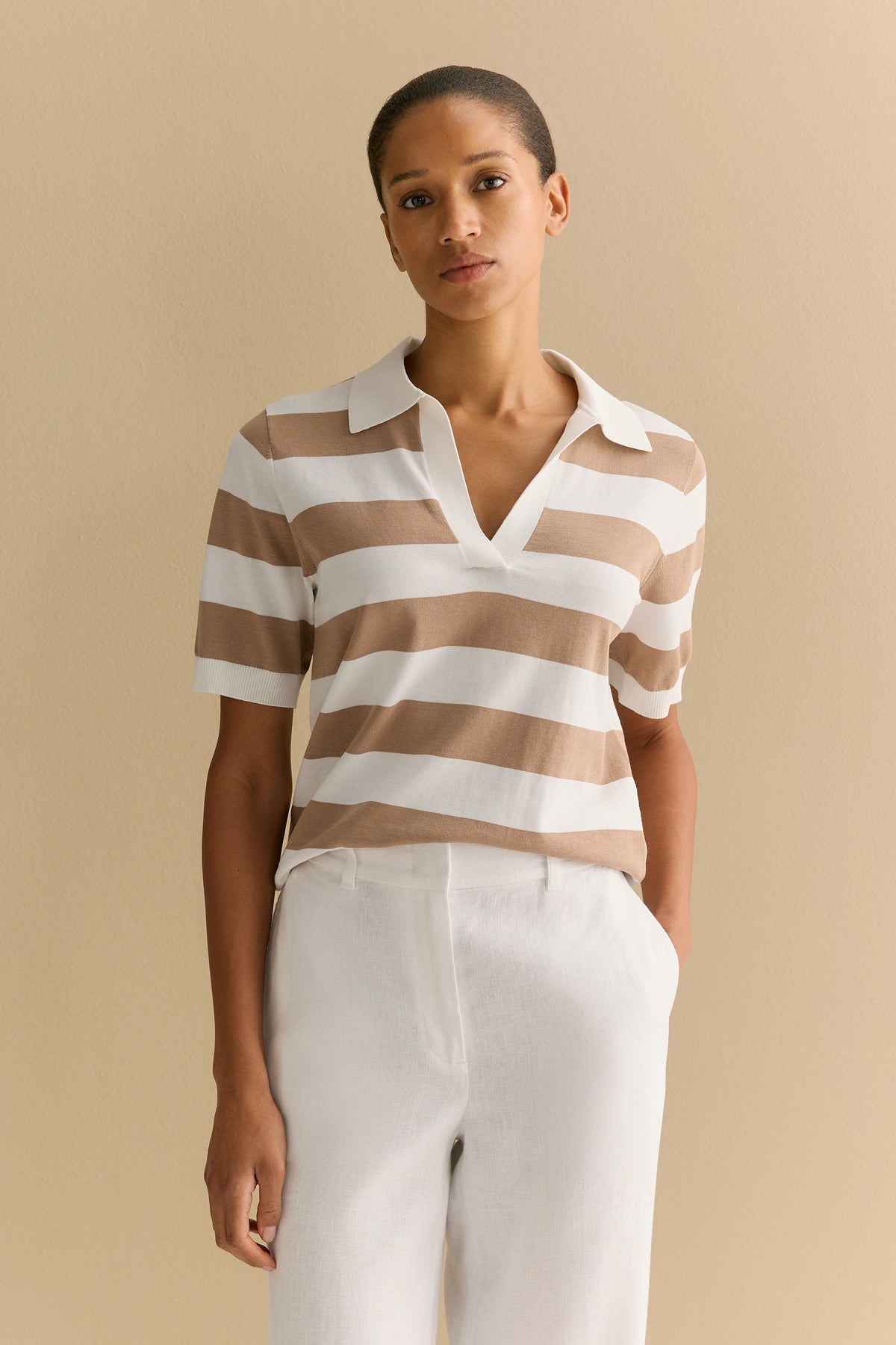 Mercerised Cotton Stripe Polo