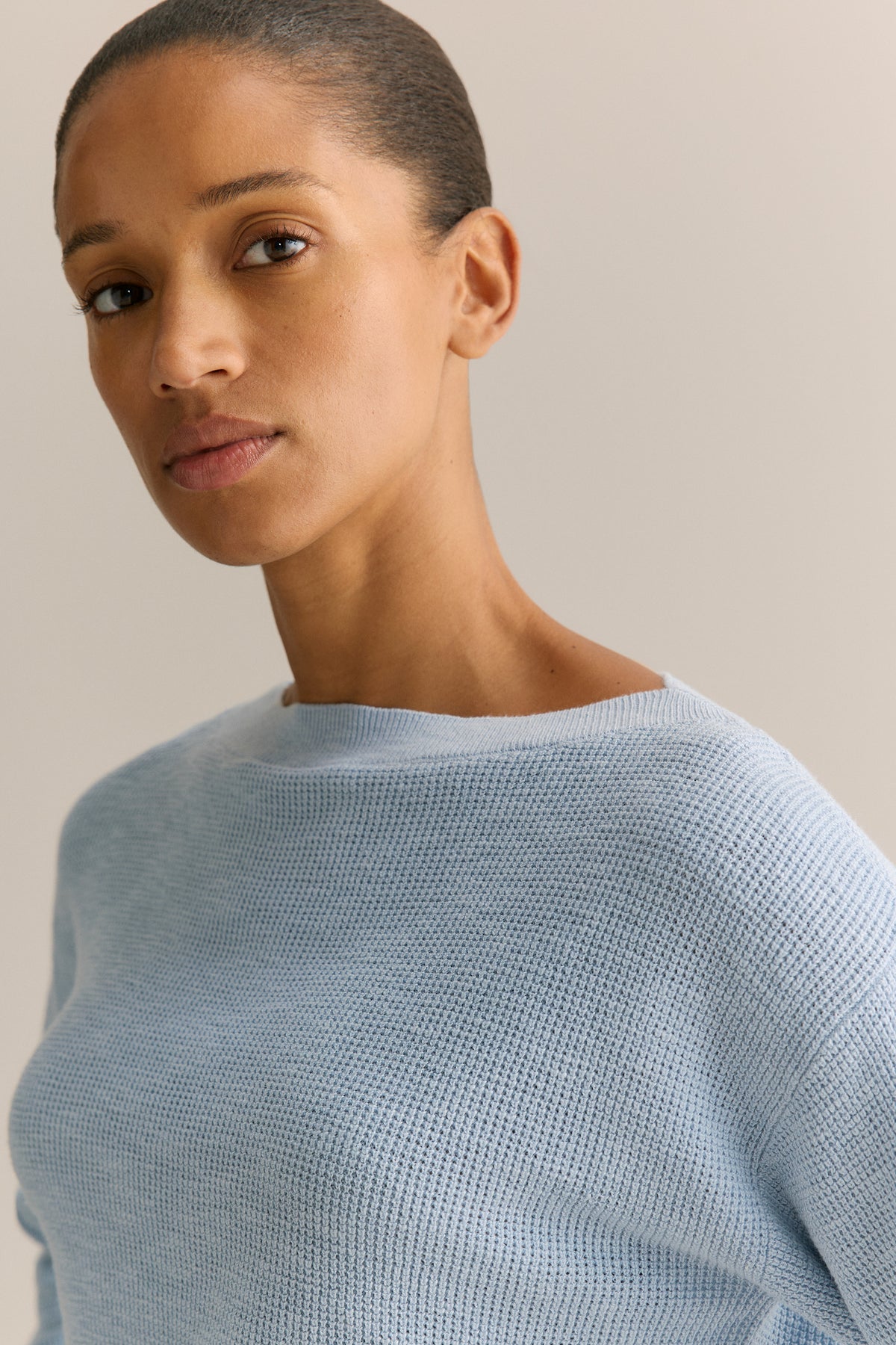 Cotton Linen Boat Neck Knit