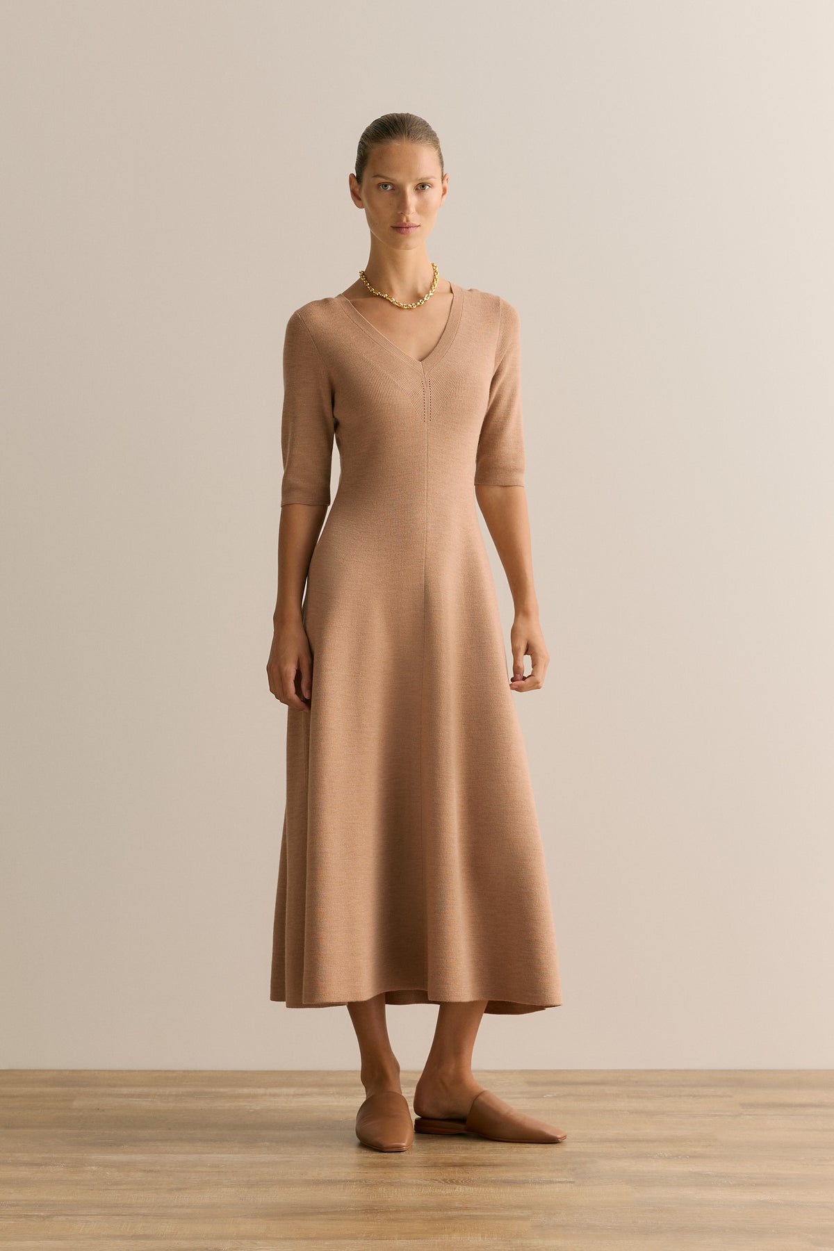 Merino Blend V Neck Knit Dress