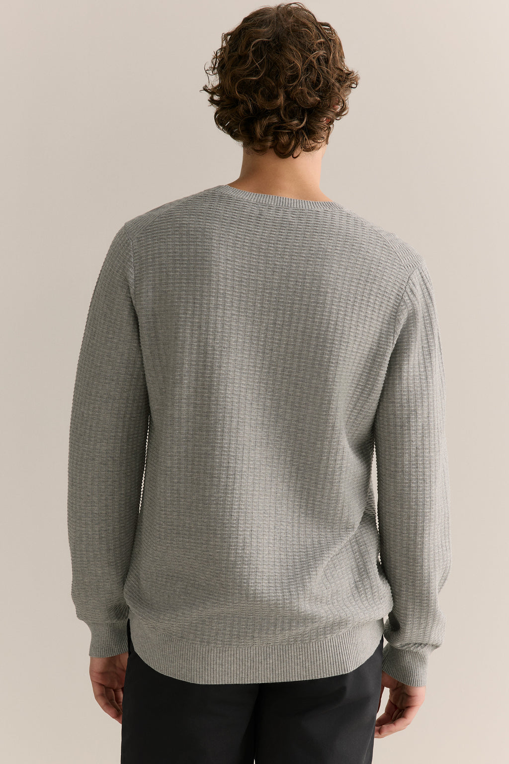 Cotton Mouline Textured Crew Knit