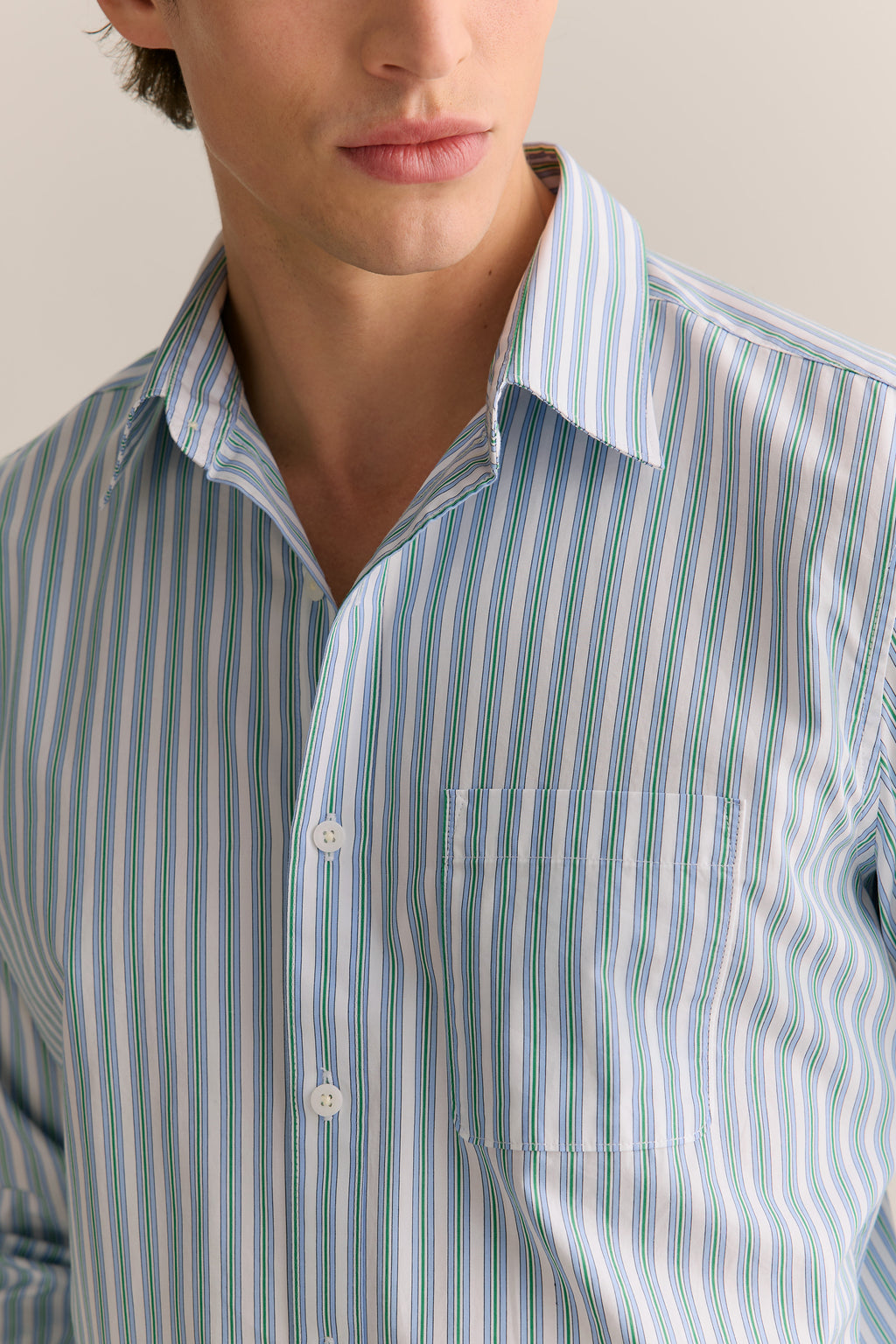 Cotton Poplin Multi Stripe Shirt