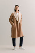 Double Faced Wool Contrast Wrap Coat