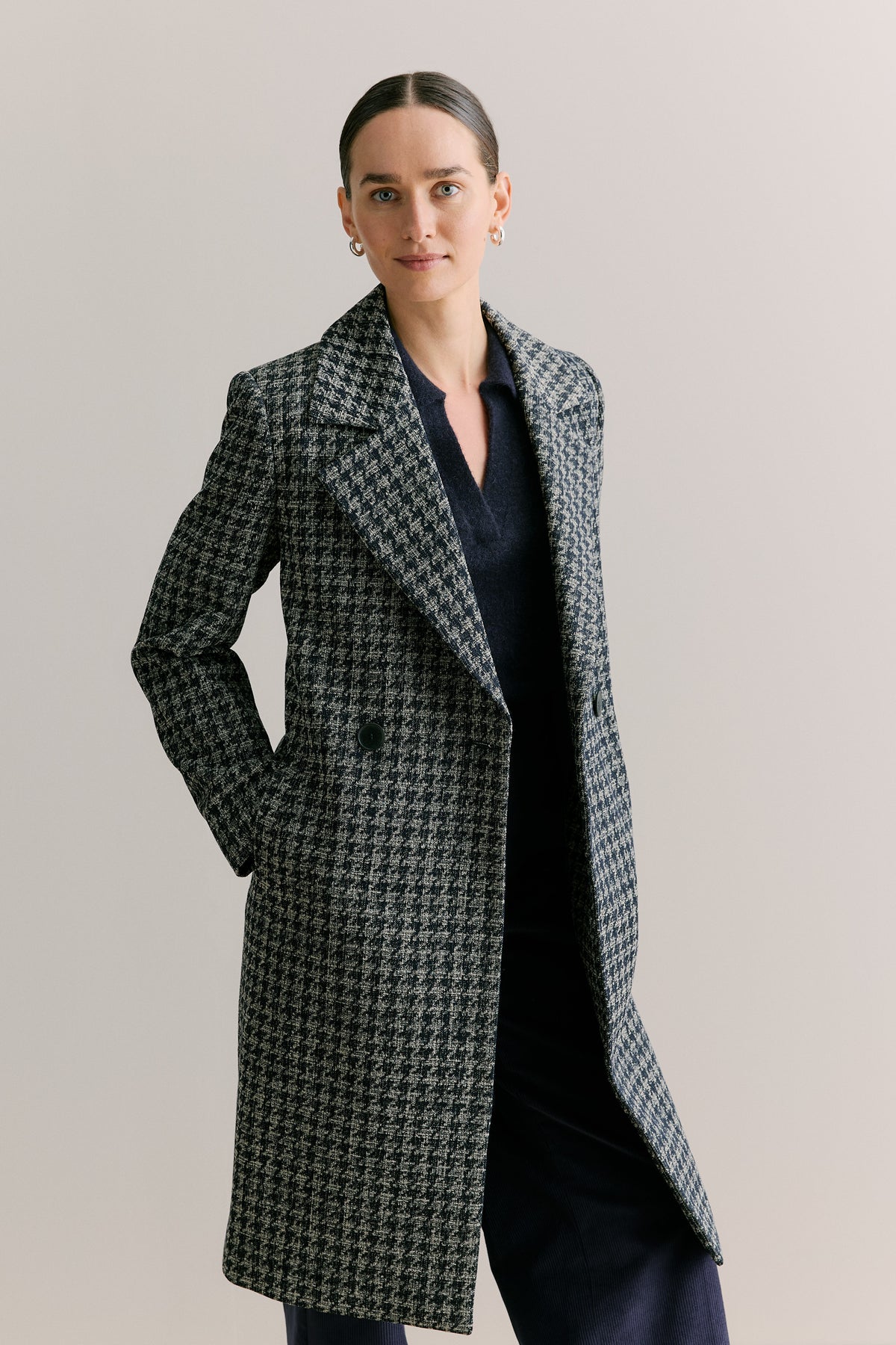 Italian Woven Houndstooth Coat