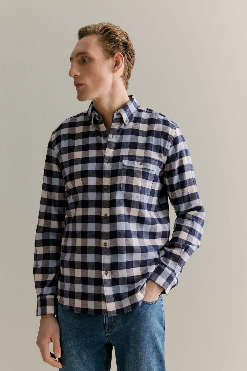 Regular Fit Brushed Buffalo Check Shirt