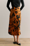 Satin Floral Pull On Skirt