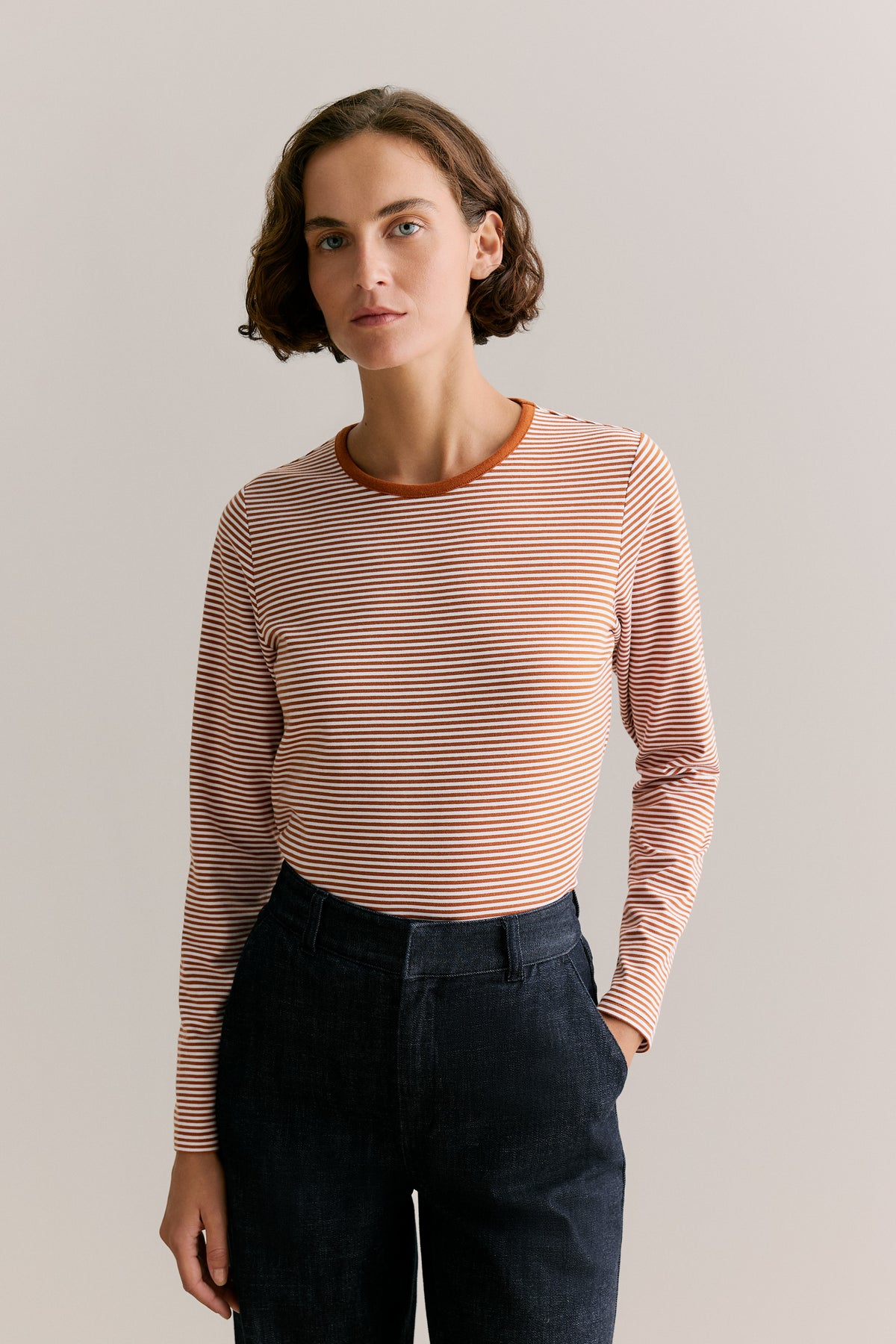 Cotton Stripe Monogram T-Shirt