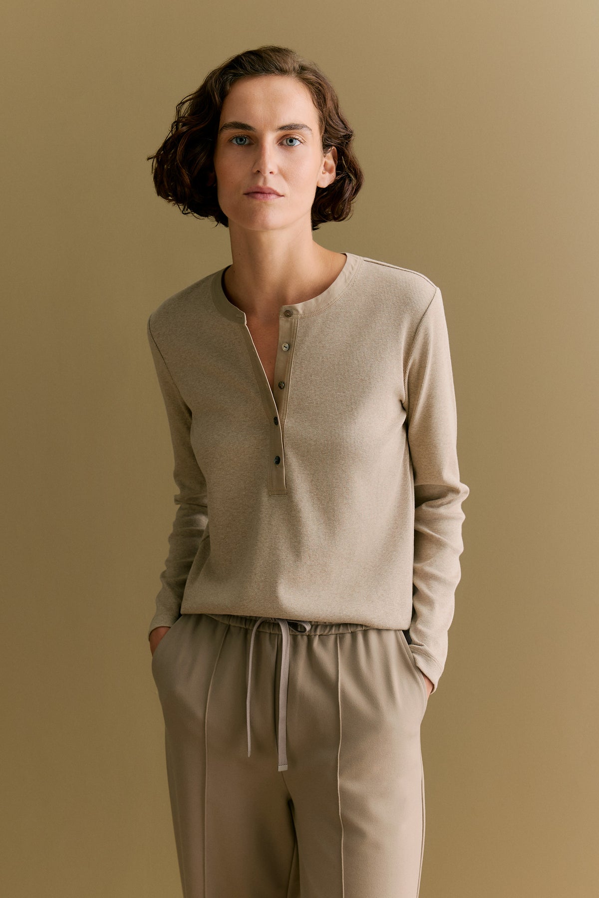 Cotton Marle Rib Henley