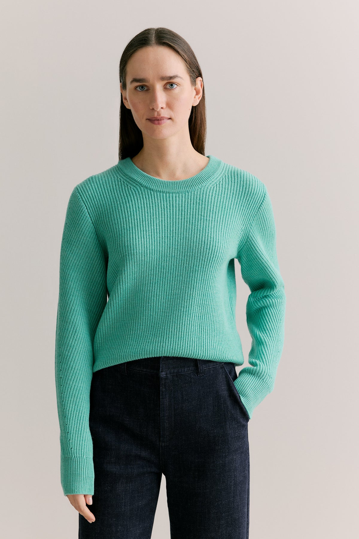 Merino Rib Pointelle Crew