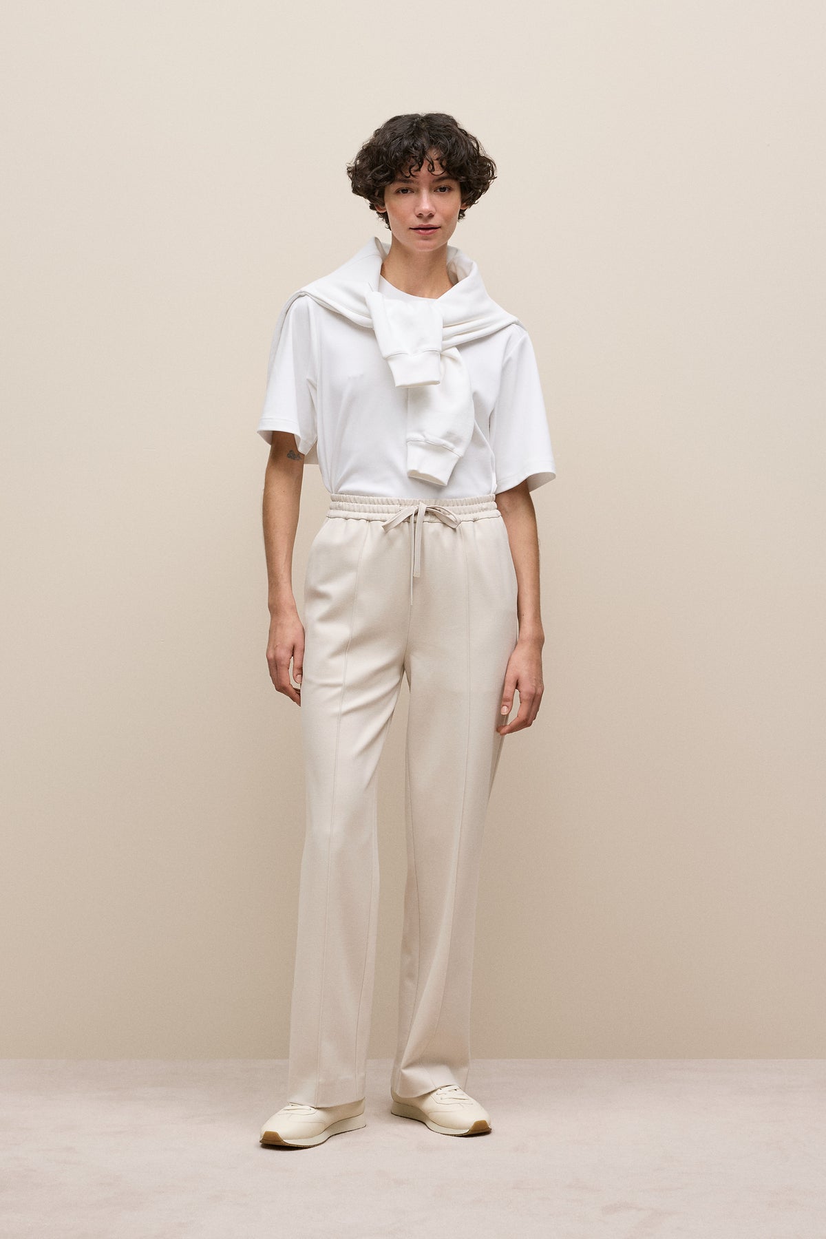 Ponte Pintucked Wide Leg Pant