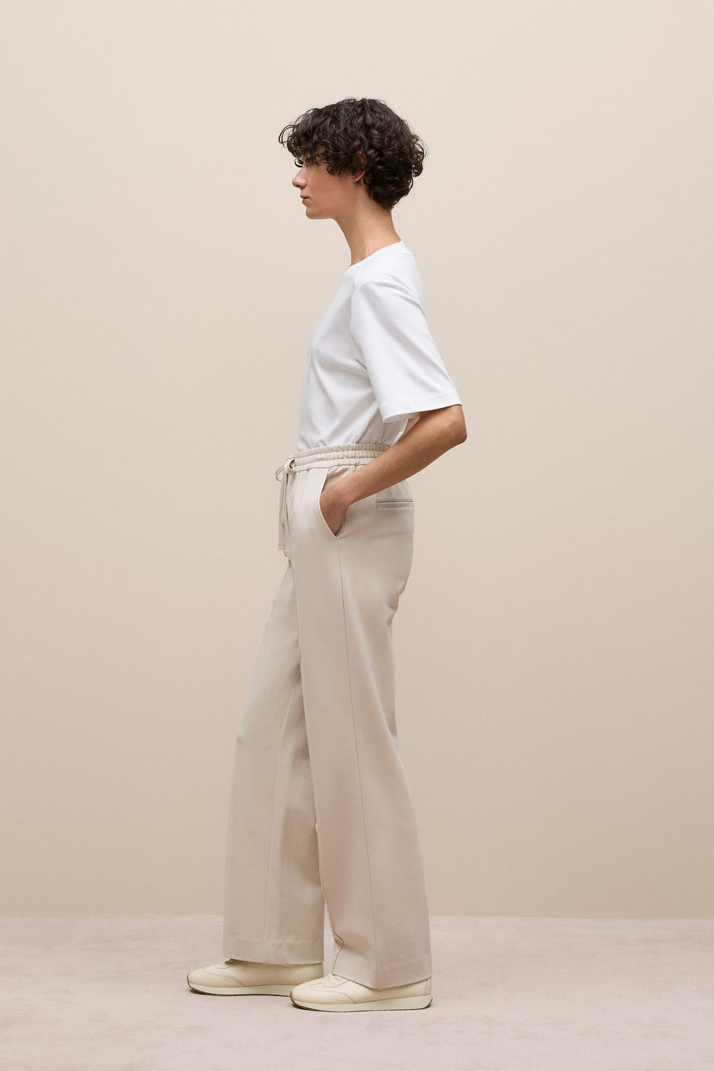 Ponte Pintucked Wide Leg Pant