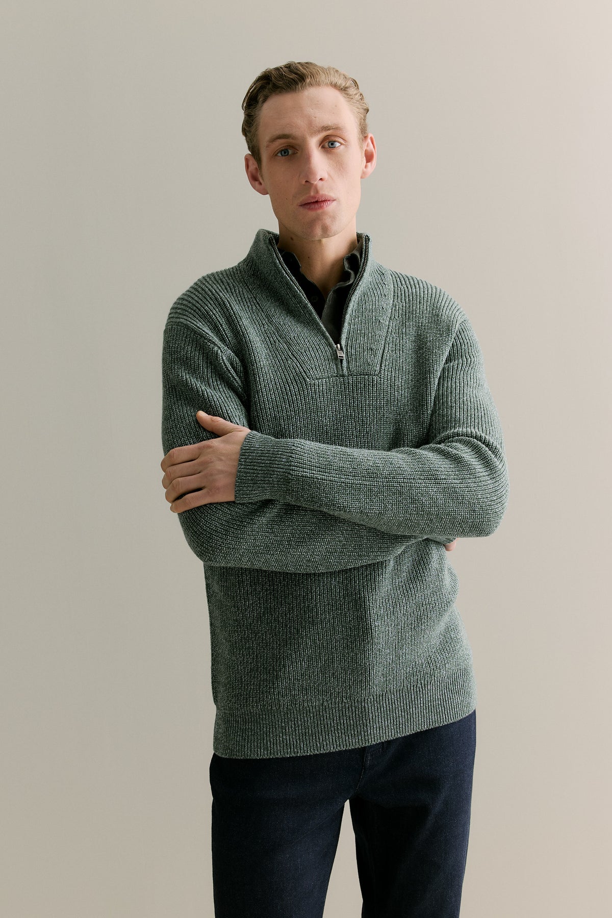Merino Textured Half Zip