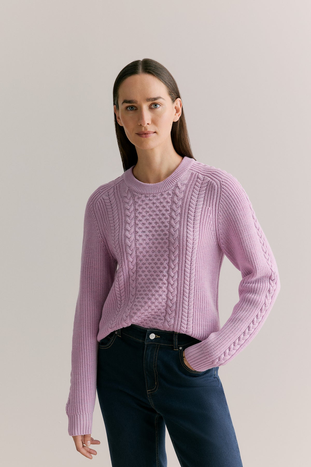 Merino Cable Knit Crew
