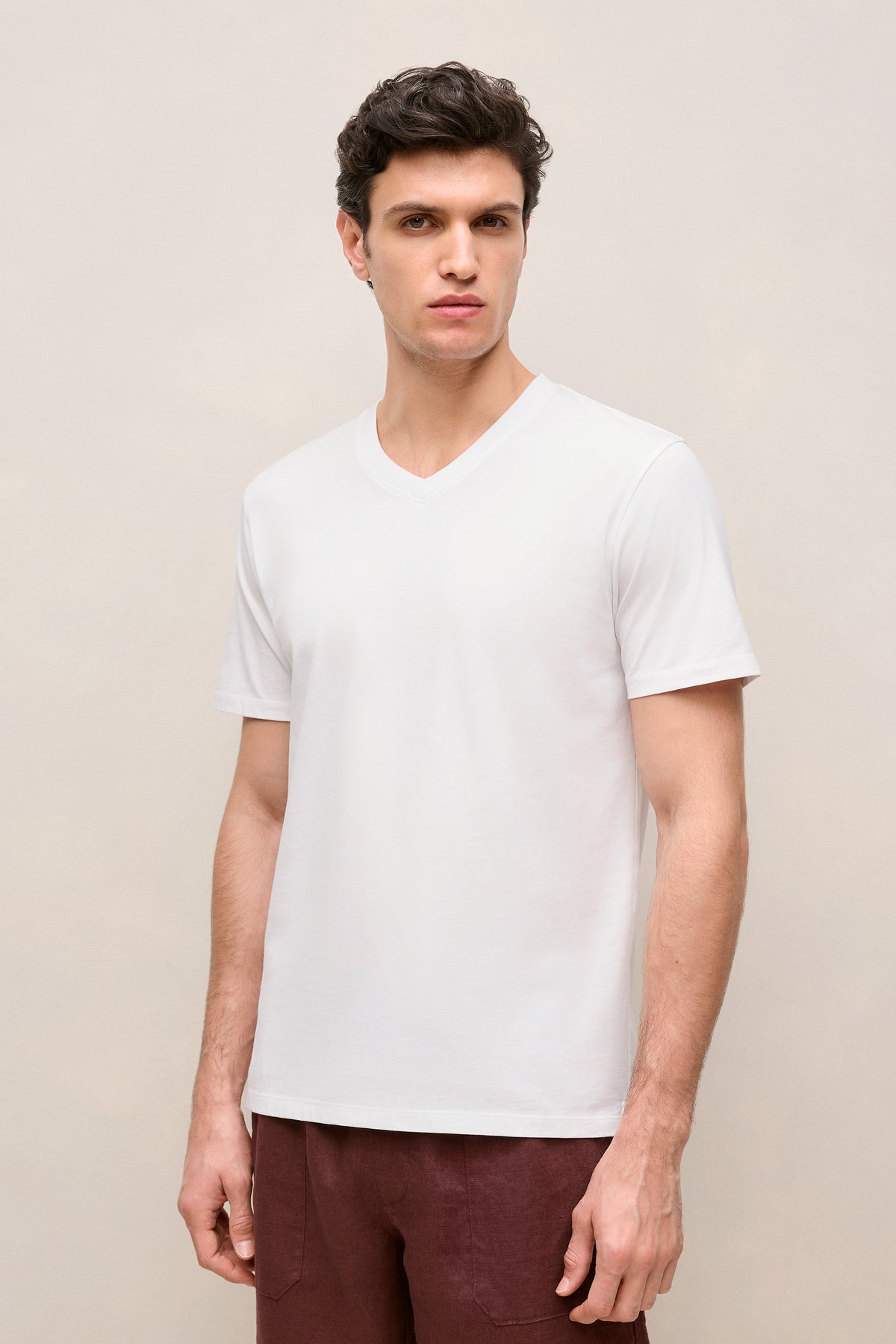 Australian Cotton Jersey V Neck T-Shirt