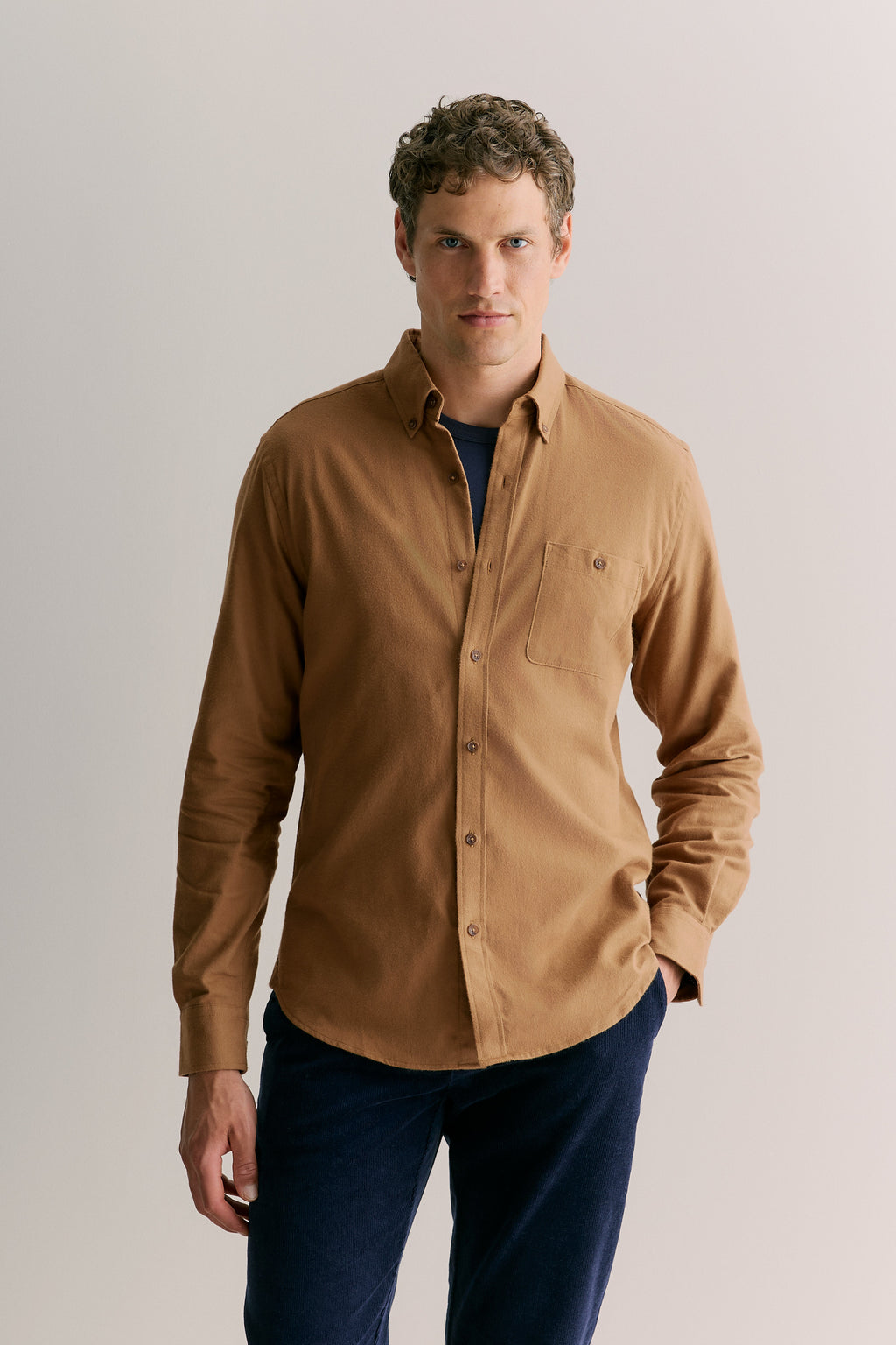 Regular Fit Cotton Herringbone Shirt