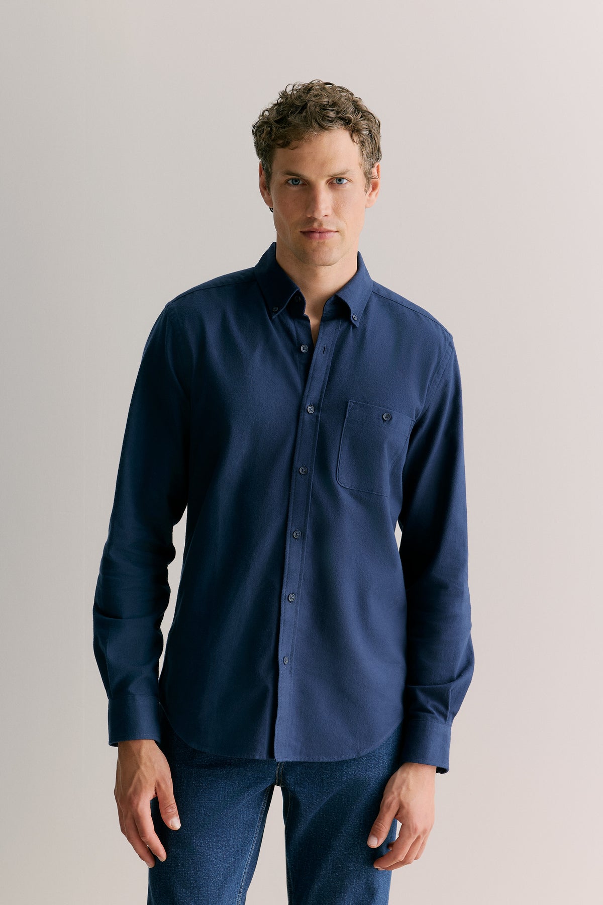 Regular Fit Cotton Herringbone Shirt