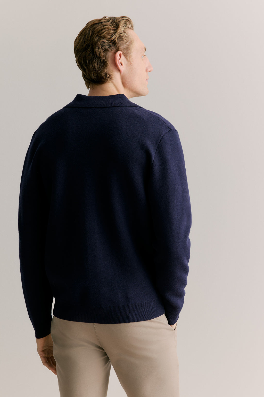 Merino Blend Double Knit Collared Cardigan