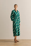 Feather Stripe Mini Twill Half Placket Dress
