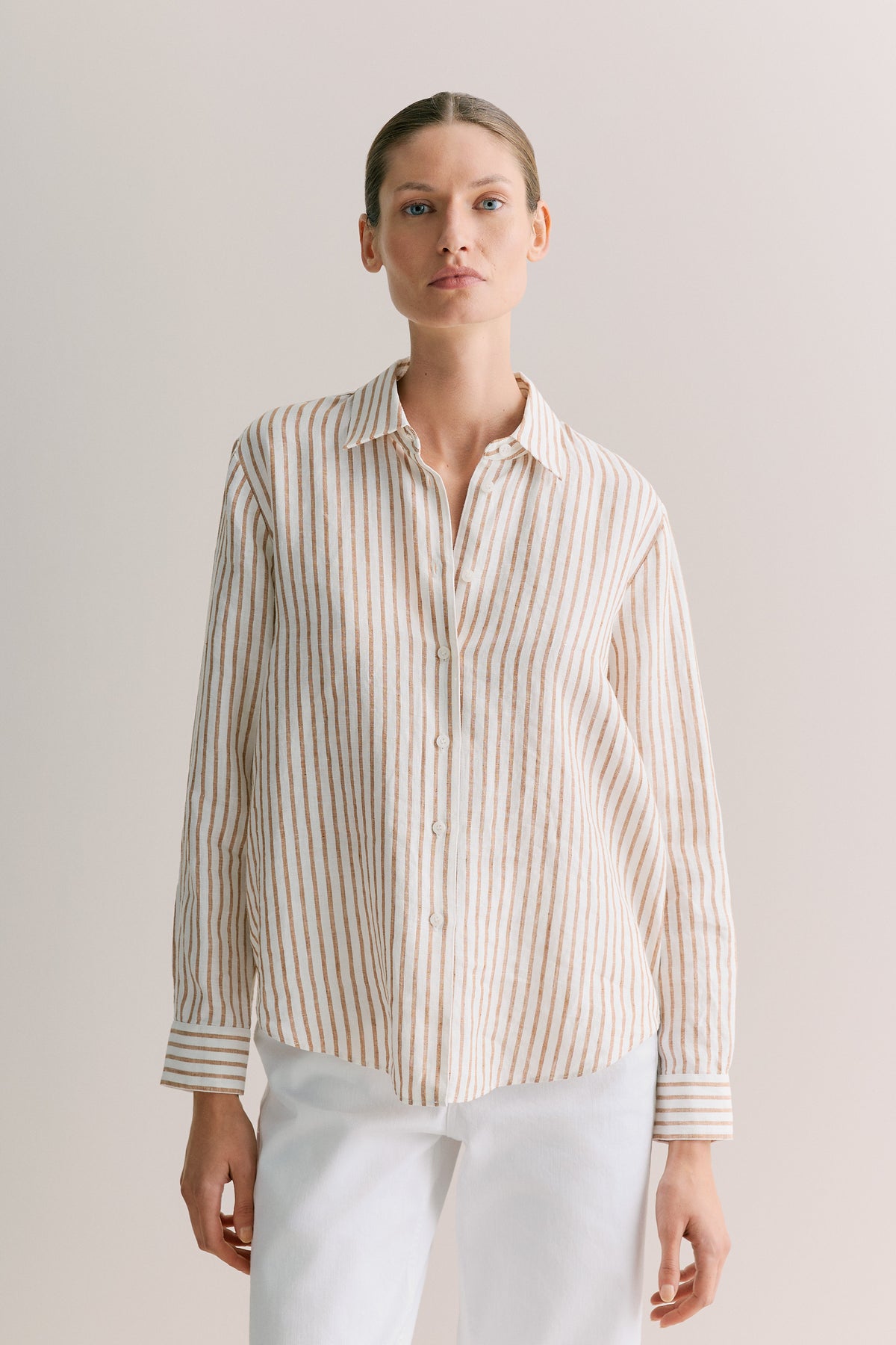 Linen End On End Stripe Shirt