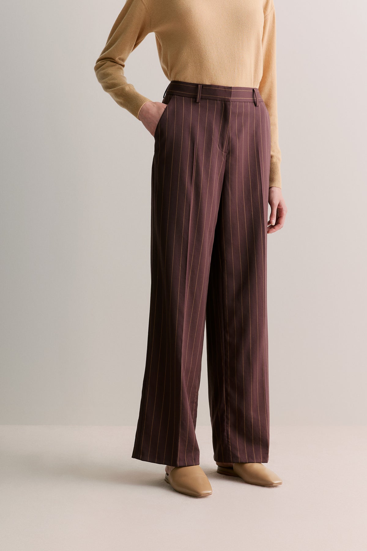 Stretch Wool Pinstripe Pant