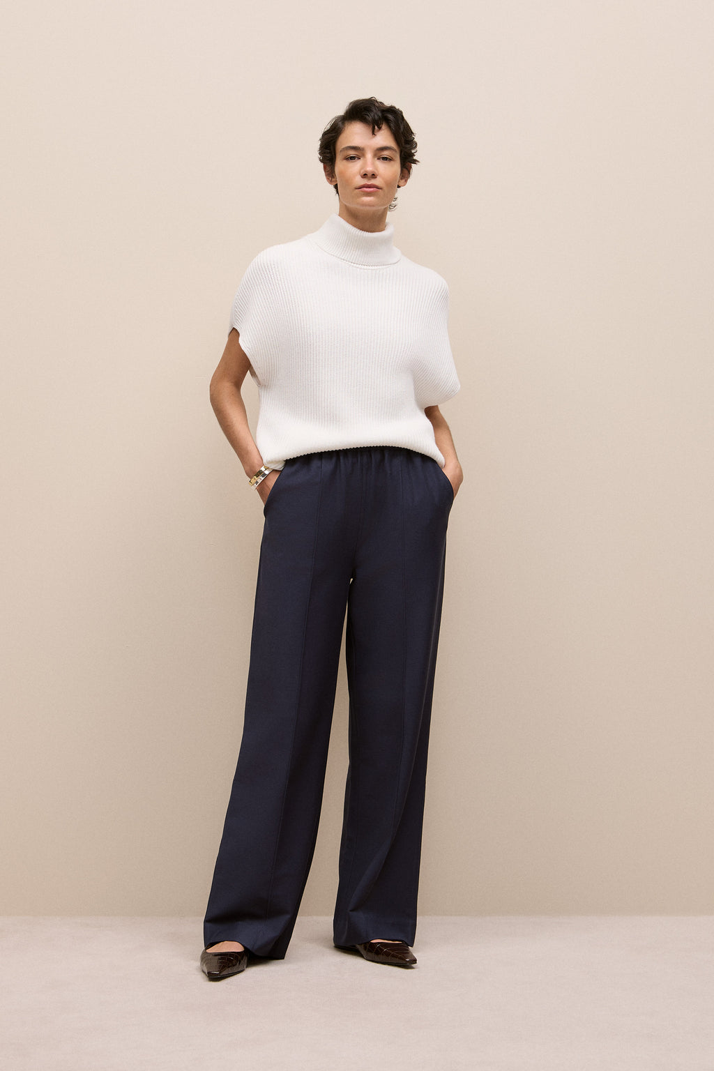 Pintucked Pull On Pant