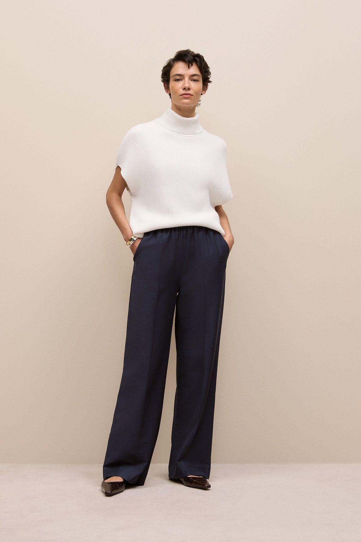 Pintucked Pull On Pant