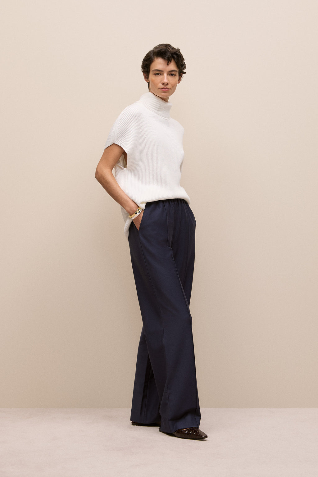 Pintucked Pull On Pant