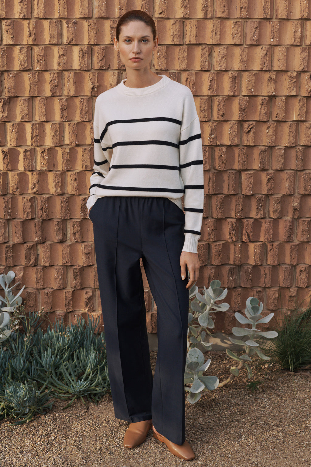 Pintucked Pull On Pant