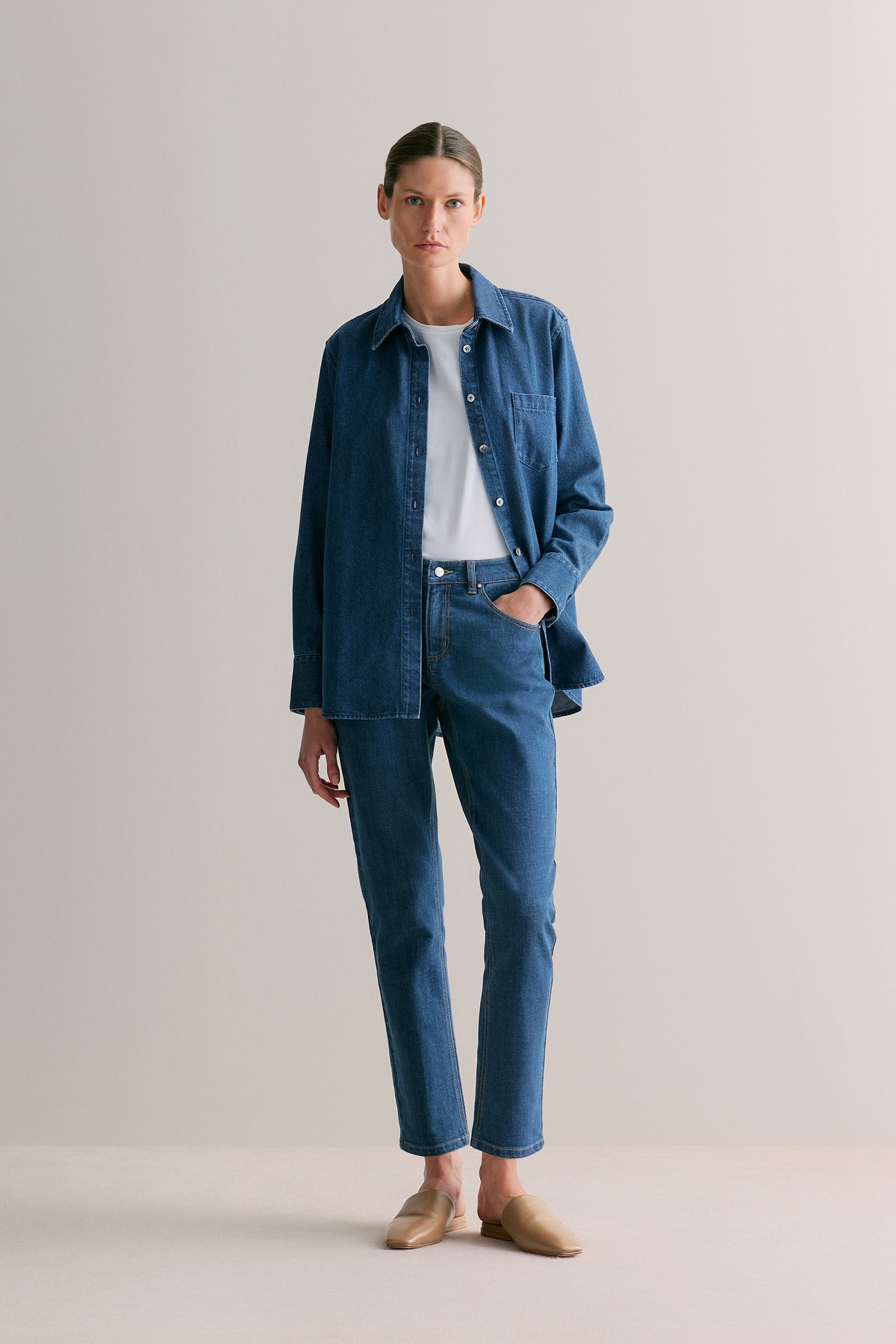 Cotton Blend Boyfriend Jean