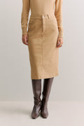 Cotton Blend Garment Dyed Denim Skirt