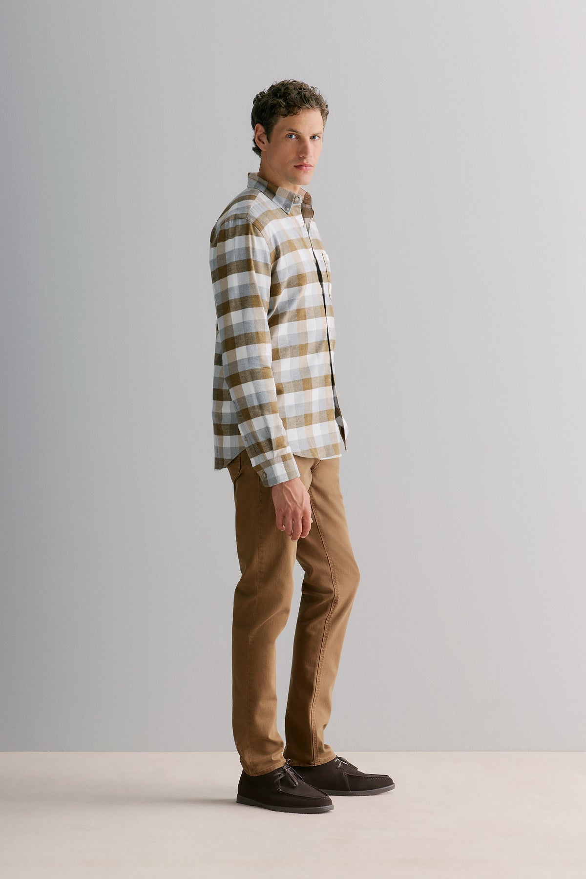 Regular Fit Cotton Herringbone Check Shirt
