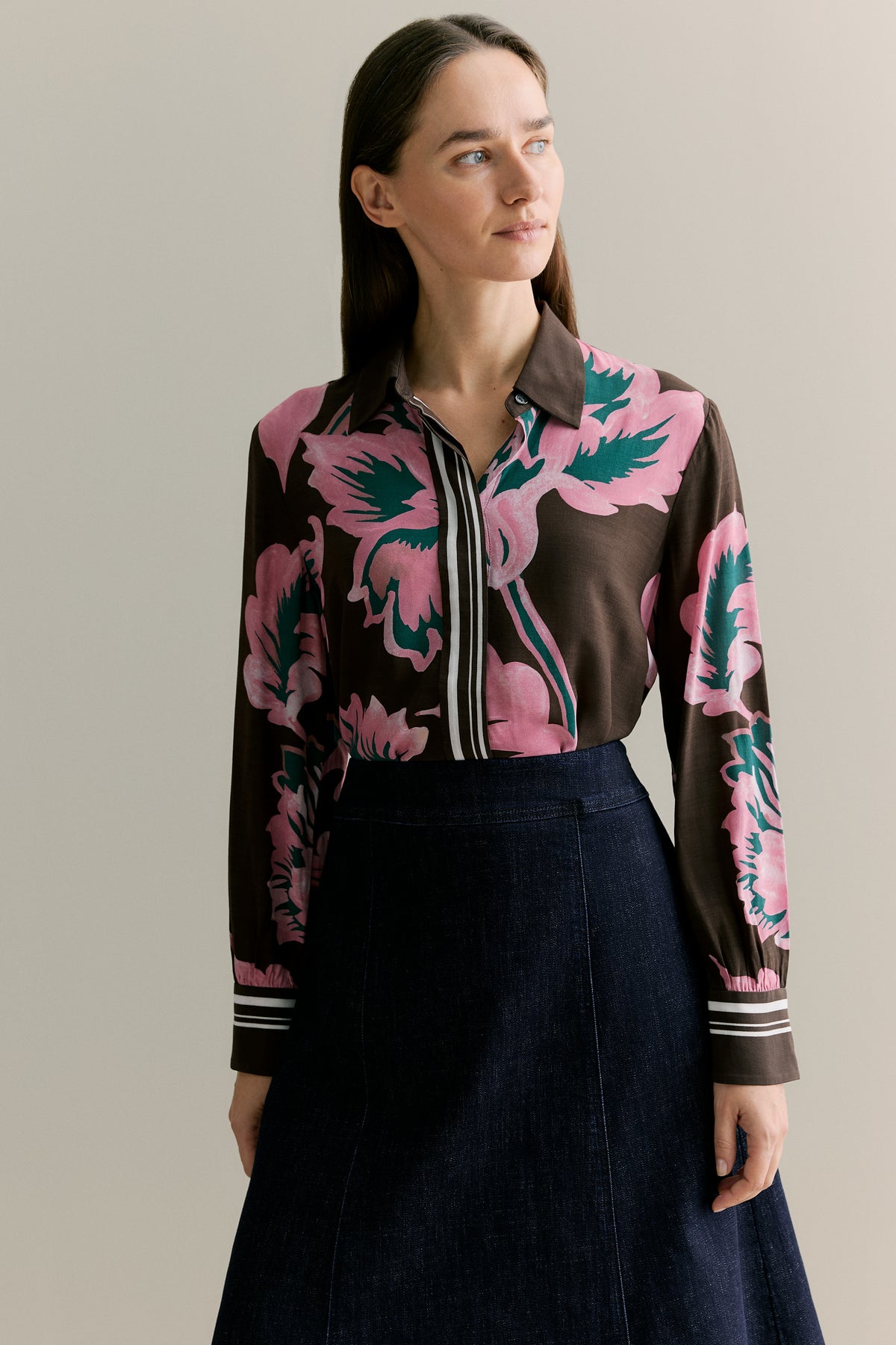 Floral Border Stripe Shirt