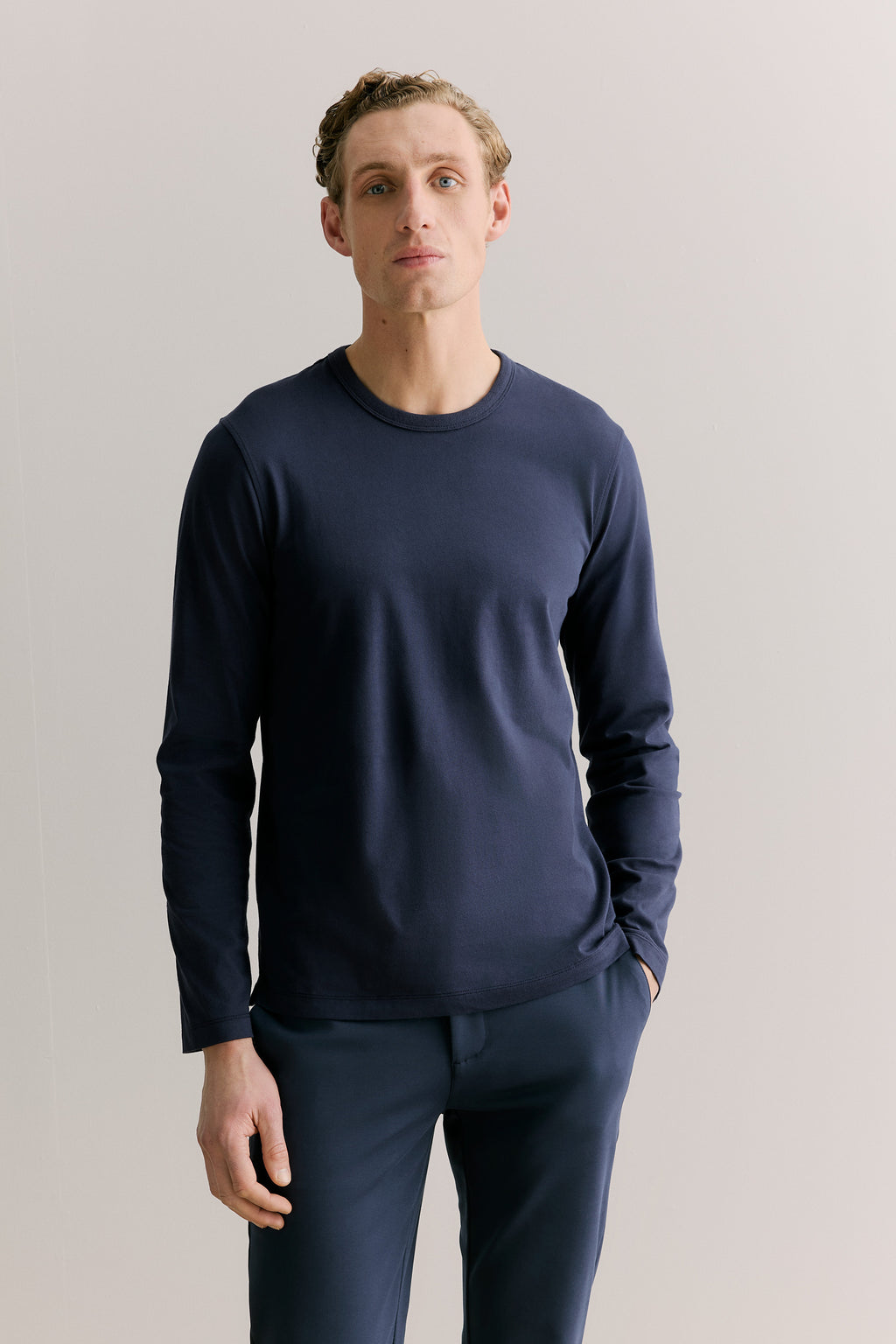 Cotton Long Sleeve Crew T-Shirt
